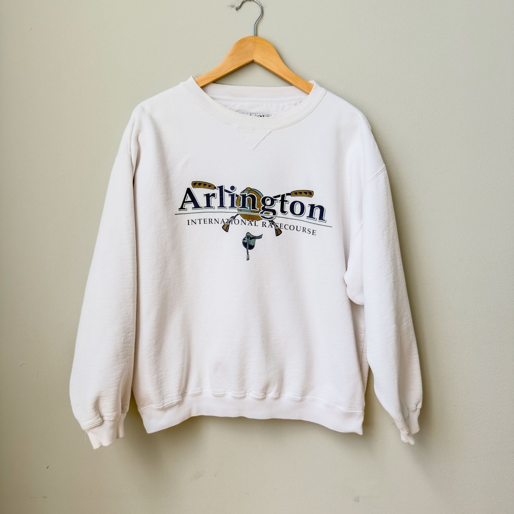 Vintage Grandpa Arlington Horse Racecourse Jockey Crewneck Sweatshirt Size L